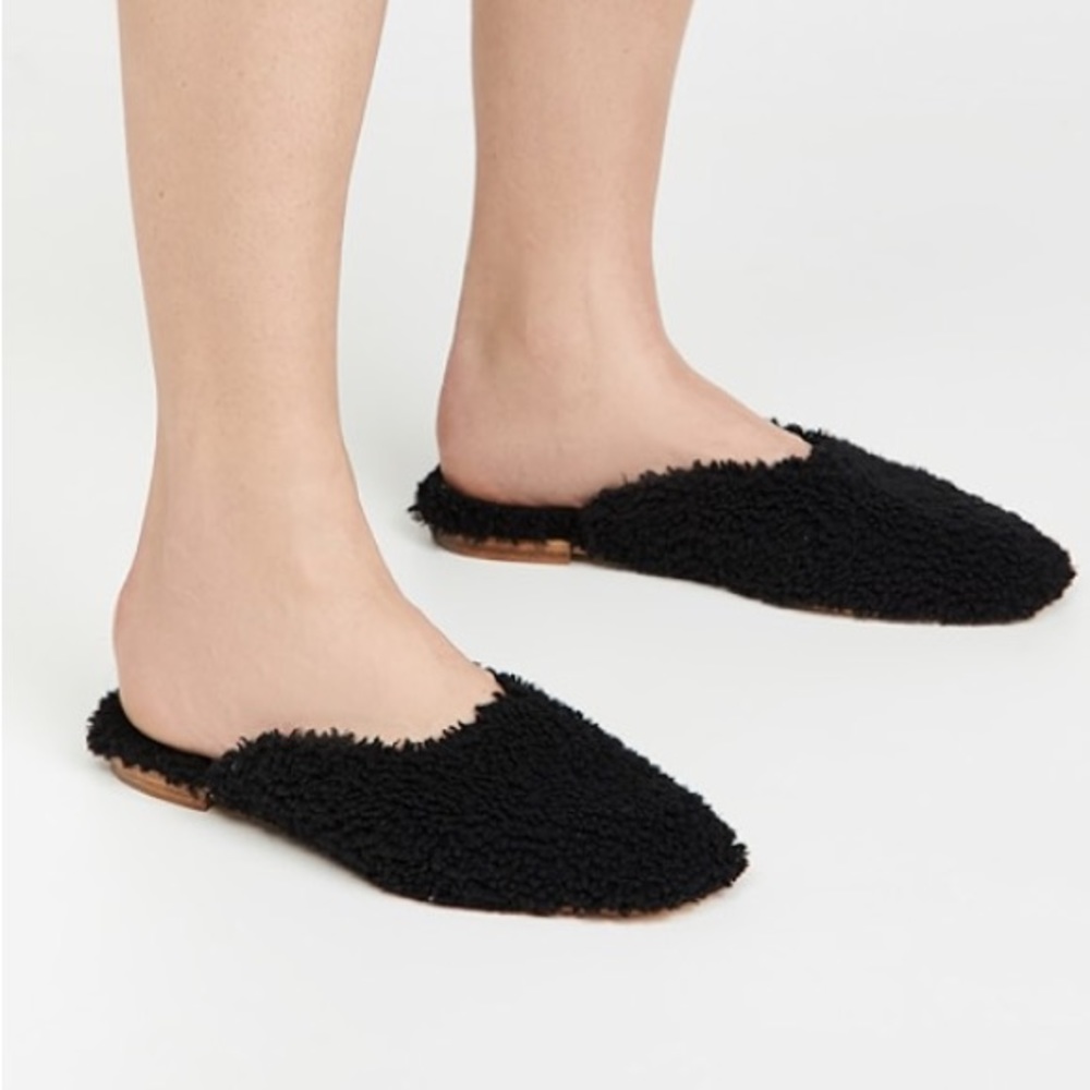 Sleeper Black Shearling Slippers / Mules, sz EU 40 / US 10